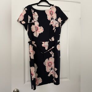 Navy with Pink Flowers Ann Taylor Dress